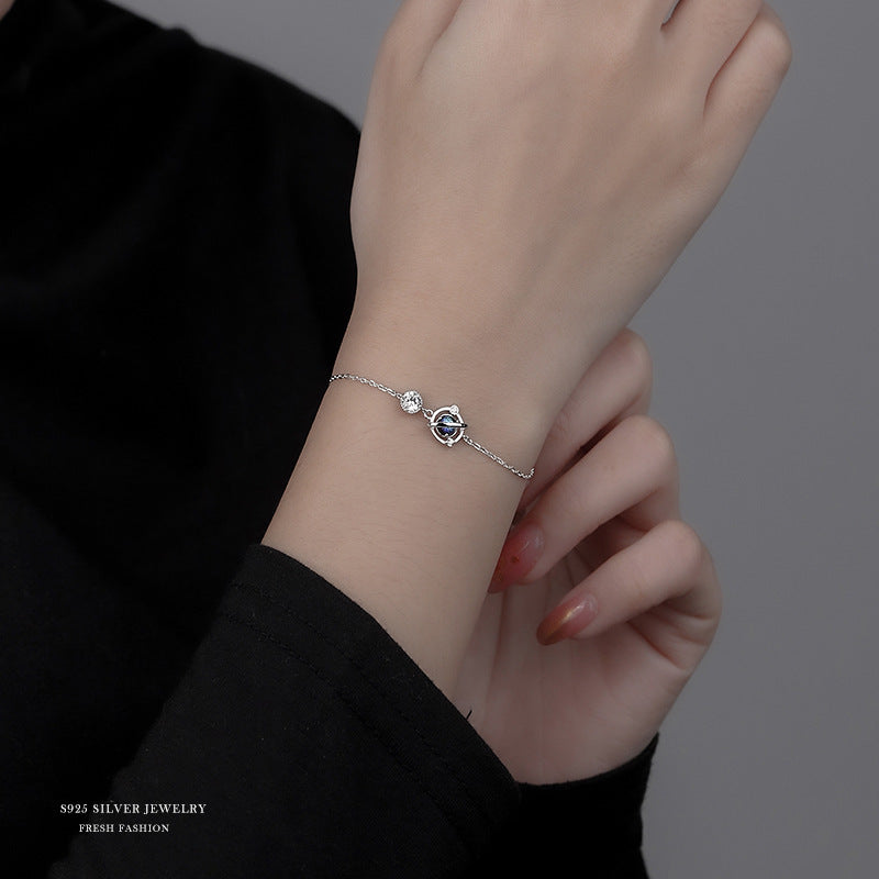 silver 925 bracelet korean design star planet saturn design!L620