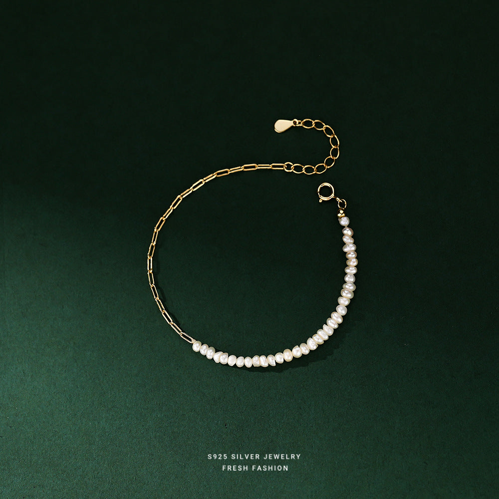 silver 925 bracelet korean design small fresh water pearl design!L624