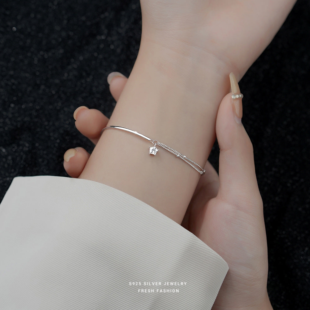 silver 925 Half bracelet half bangle korean design Adjustable simple design L626