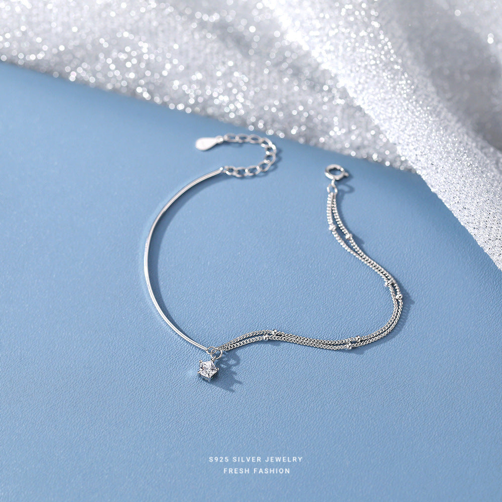 silver 925 Half bracelet half bangle korean design Adjustable simple design L626