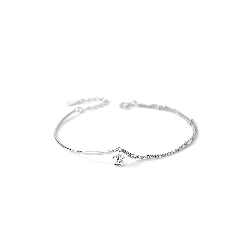 silver 925 Half bracelet half bangle korean design Adjustable simple design L626