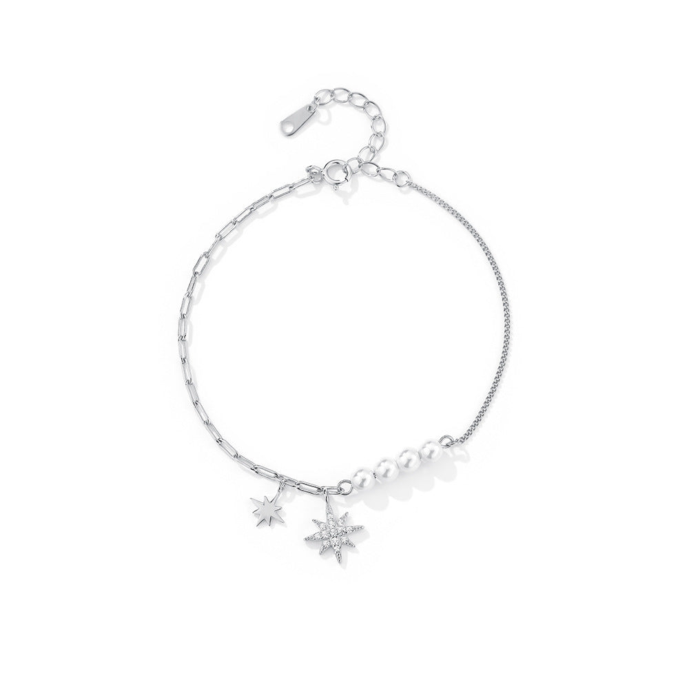 silver 925 bracelet korean design star with shell pearl design L679
