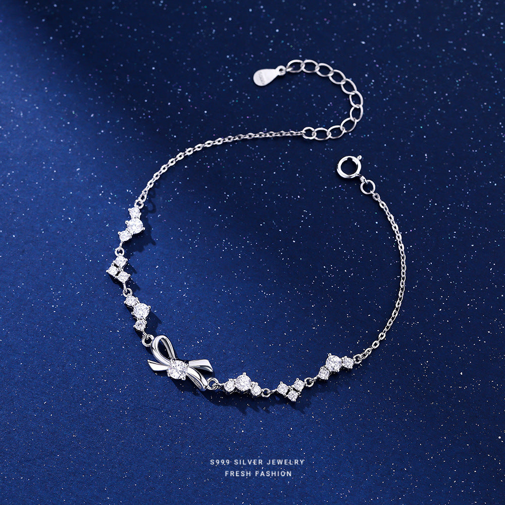 silver 999 bracelet korean design chic bow design L687