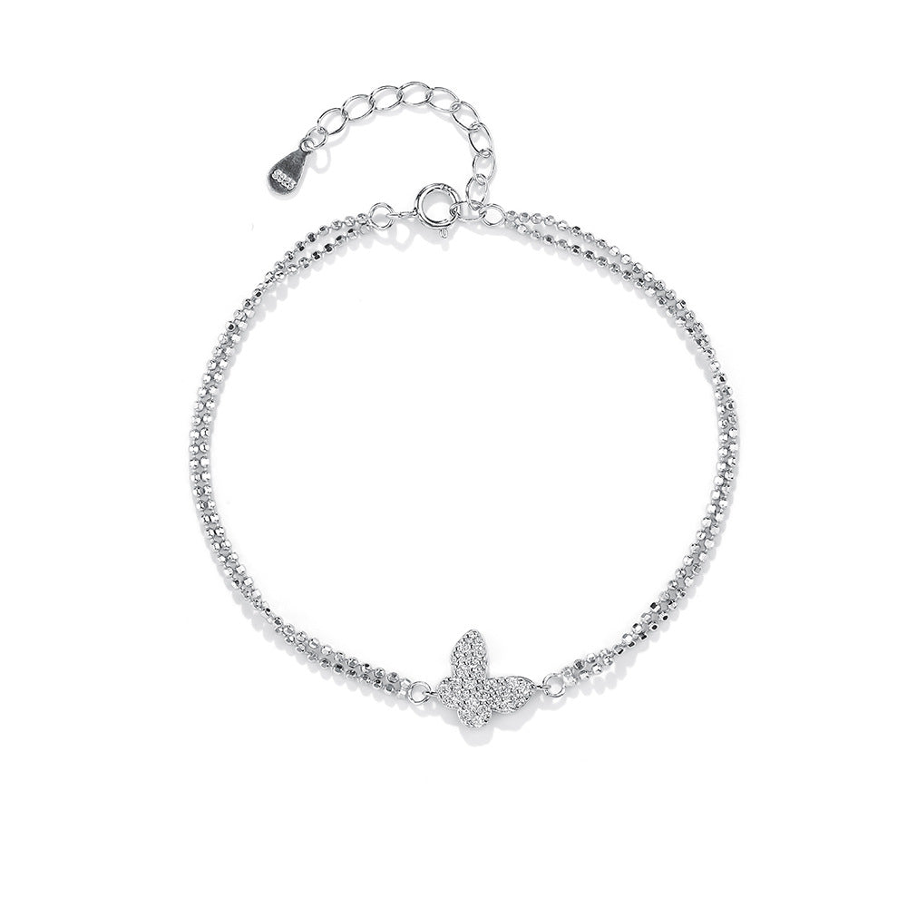 silver 925 bracelet korean design Butterfly full zirconium design!adjustable