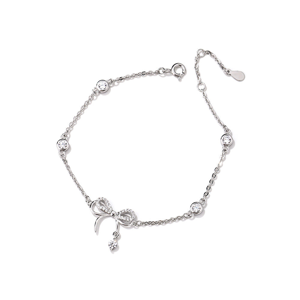 silver 999 bracelet korean design bow with zircon design L721