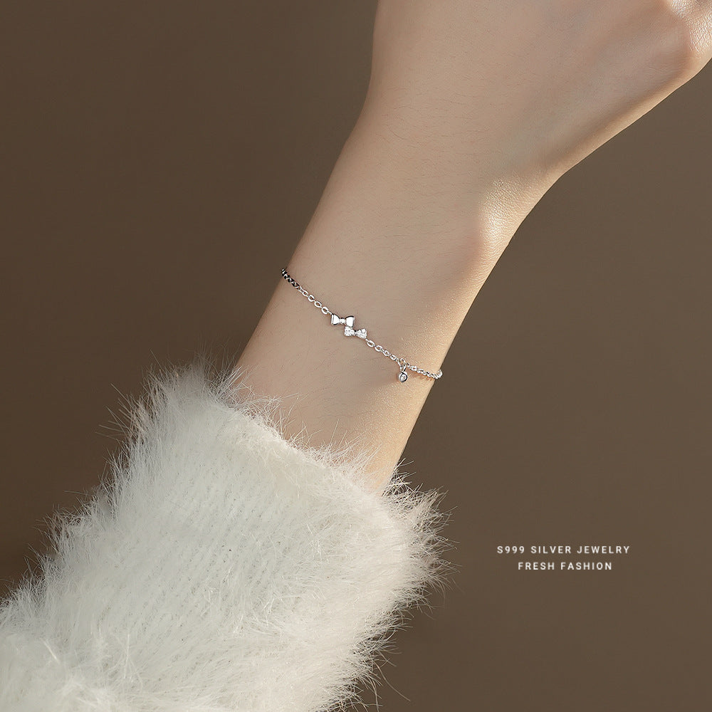 silver 999 bracelet korean design double bow design L723