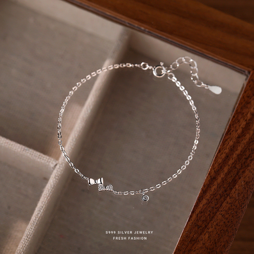 silver 999 bracelet korean design double bow design L723