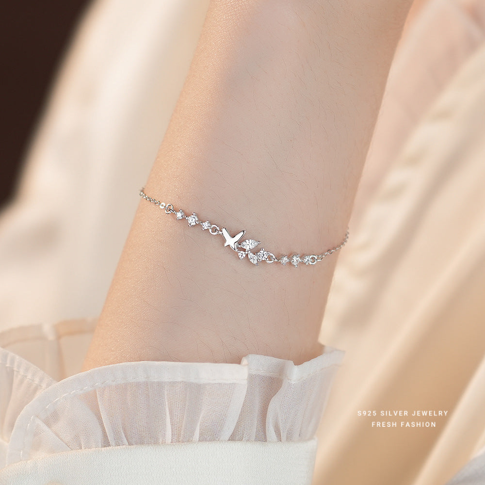 silver 925 bracelet korean design Zircon butterfly forest design!!