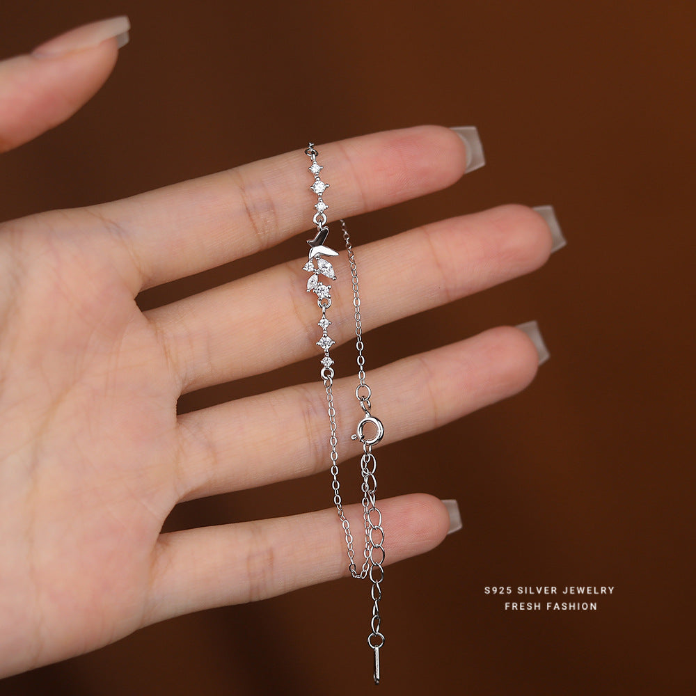 silver 925 bracelet korean design Zircon butterfly forest design!!