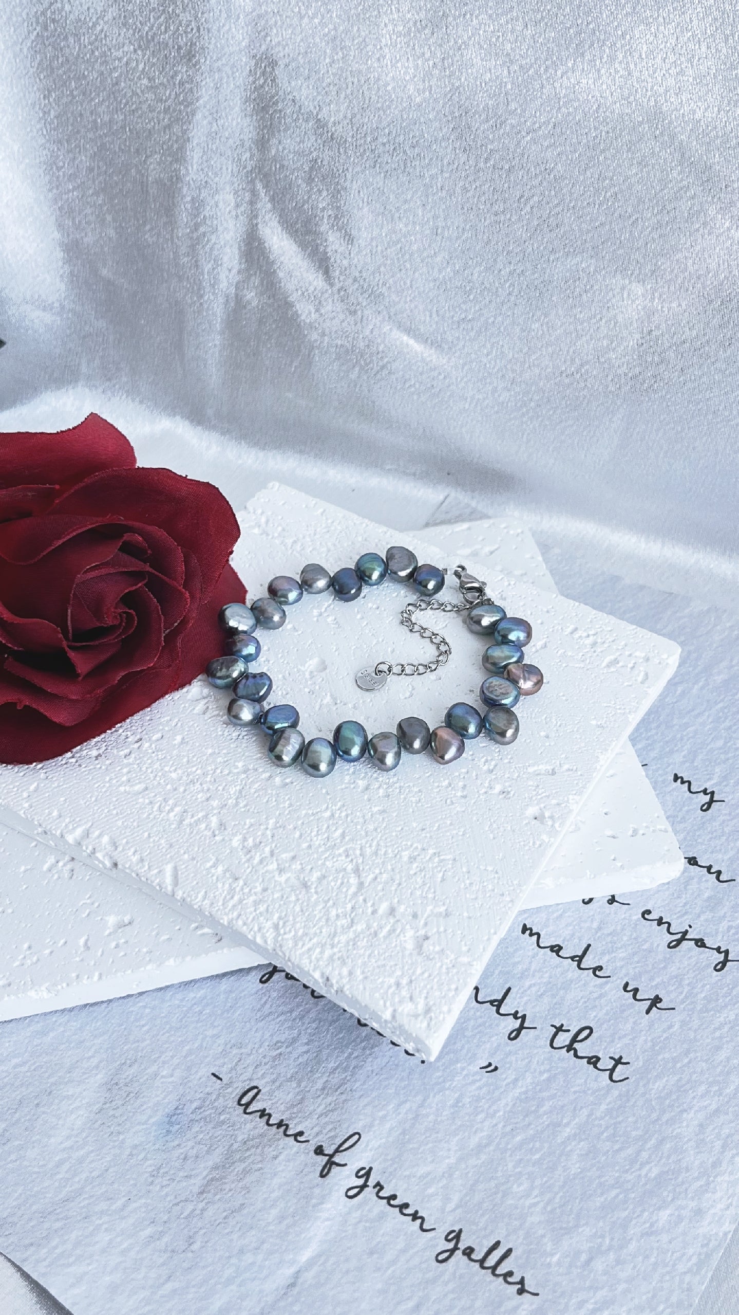 Fresh water Pearl Bracelet 6-7mm Peacock Colour