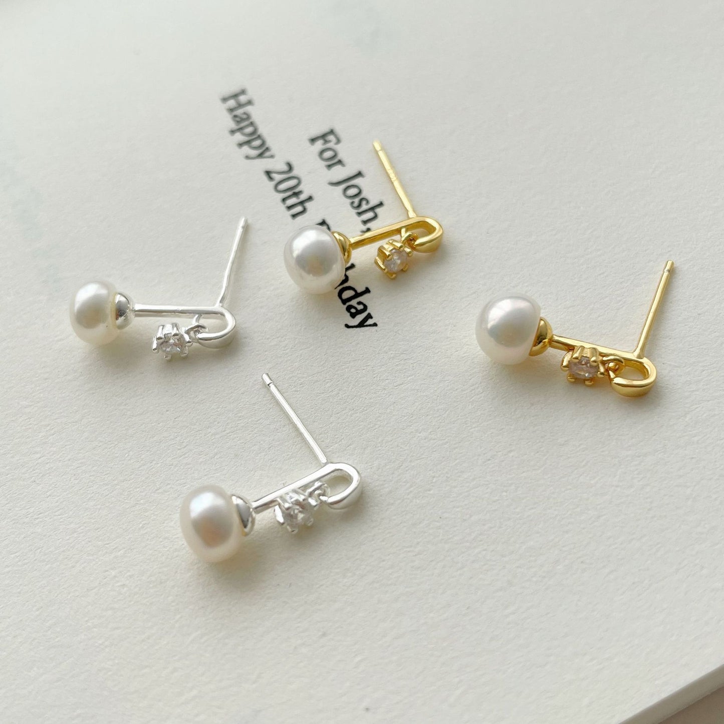 silver 925 Original natural fresh water pearl earrings korean design SE2119 syn