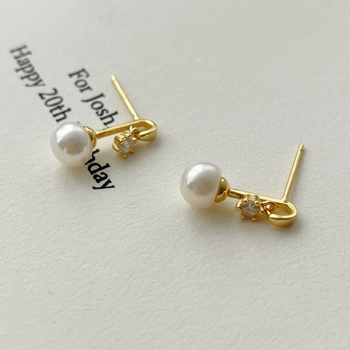 silver 925 Original natural fresh water pearl earrings korean design SE2119 syn
