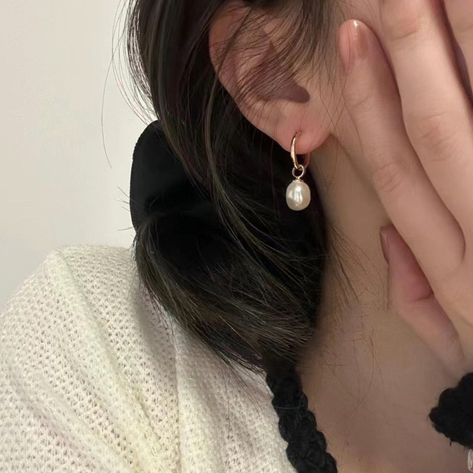 silver 925 Original natural fresh water pearl earrings korean design SE2201 syn