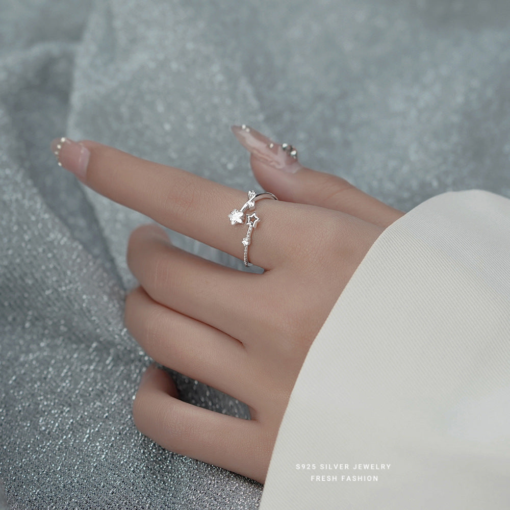 925 sterling silver star shaped zircon inlaid ring