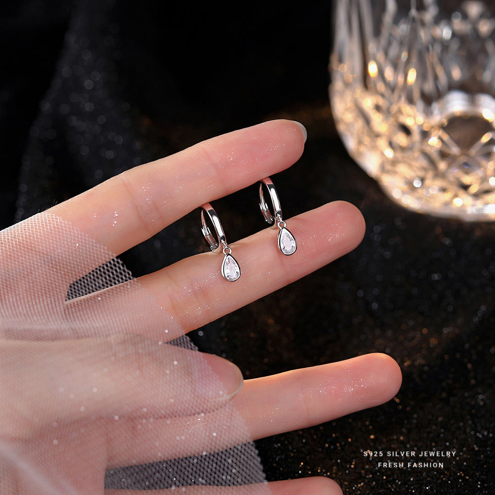 925 Sterling Silver Teardrop Curve Delicate Earrings