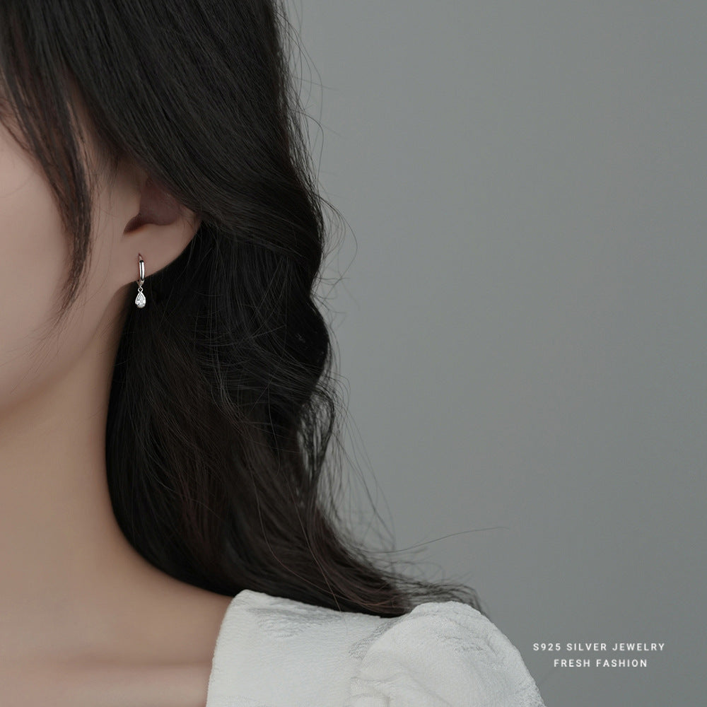925 Sterling Silver Teardrop Curve Delicate Earrings