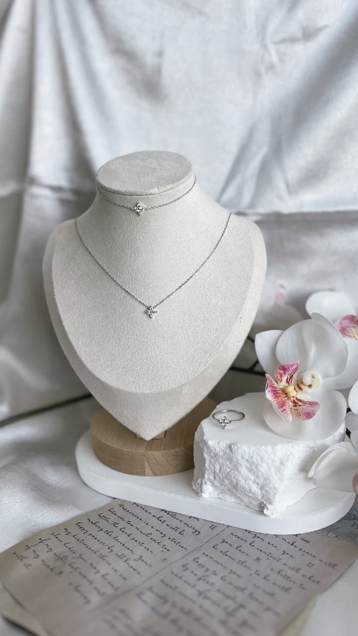 Silver 925 Clove shape Necklace, Bracelet, and Ring Set