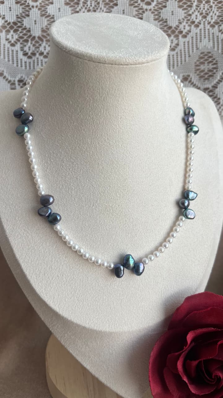 fresh water pearl necklace handmade adjustable diameter 3mm,6-7mm