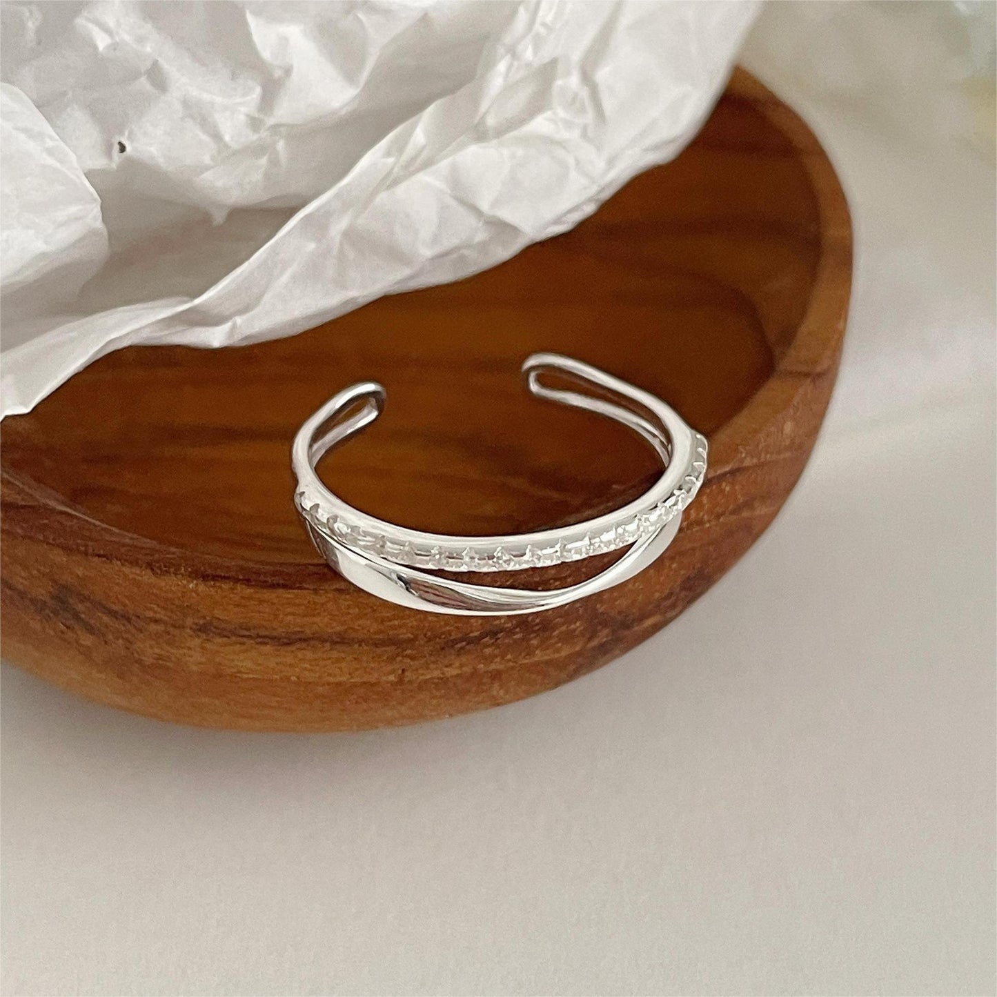 silver 925 ring korean design Simple and elegant double chain!XDQ8218R syn