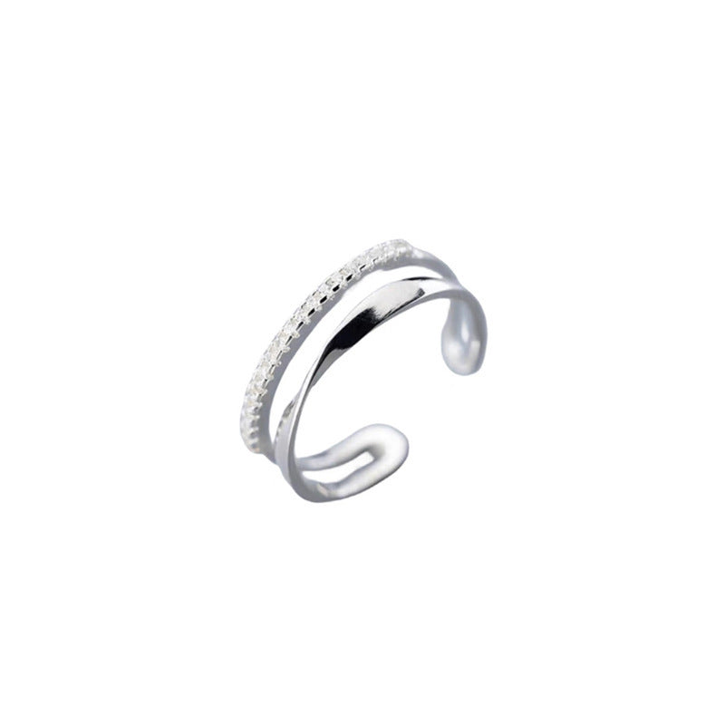 silver 925 ring korean design Simple and elegant double chain!XDQ8218R syn