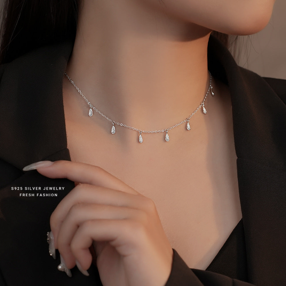 silver 925 necklace korean design small waterdrop design!