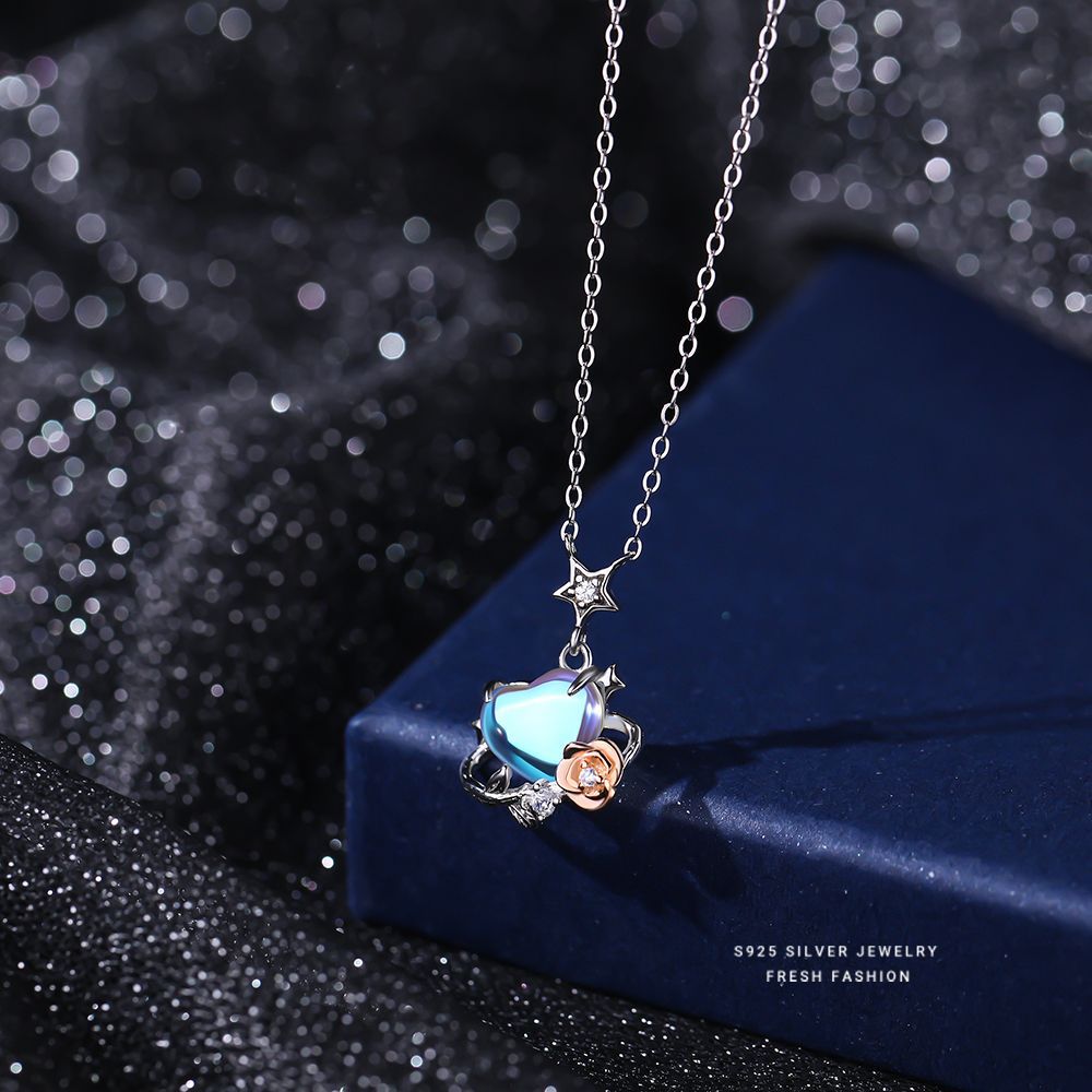 925 sterling silver love rose planet jewelry set ~ necklace bracelet earrings ~