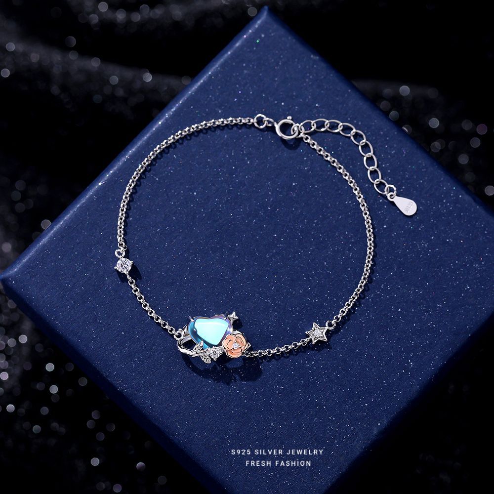 925 sterling silver love rose planet jewelry set ~ necklace bracelet earrings ~