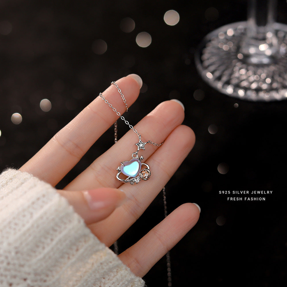 925 sterling silver love rose planet jewelry set ~ necklace bracelet earrings ~