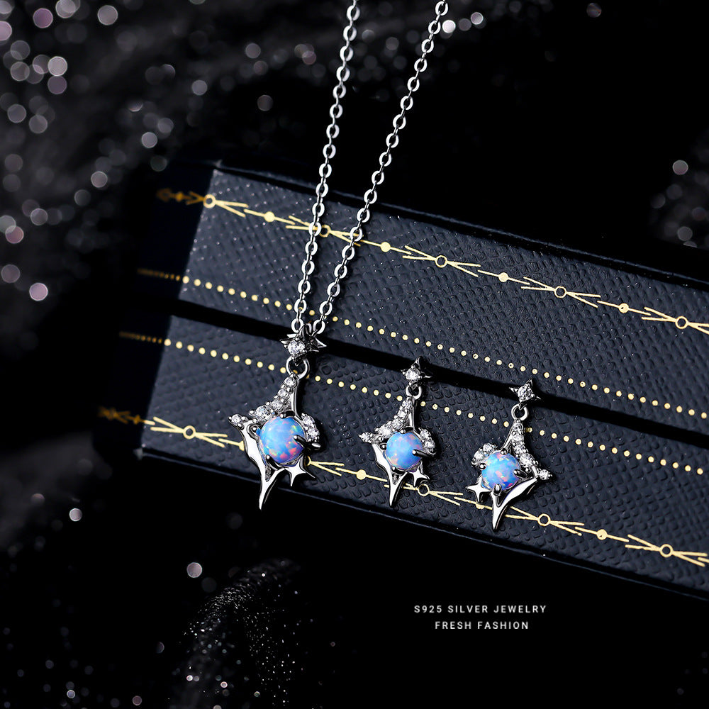 925 Sterling Silver Polaris Jewelry Set ~ Necklace Earrings ~