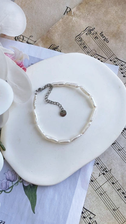 fresh water pearls baroque white pearls bracelet handmade jewellery adjustable length