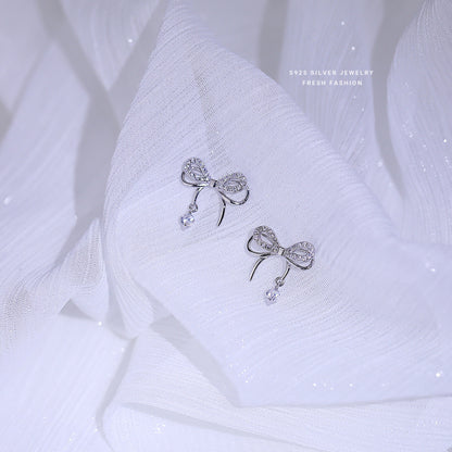 Silver 925 bow jewelry set with necklace braclace and earrings