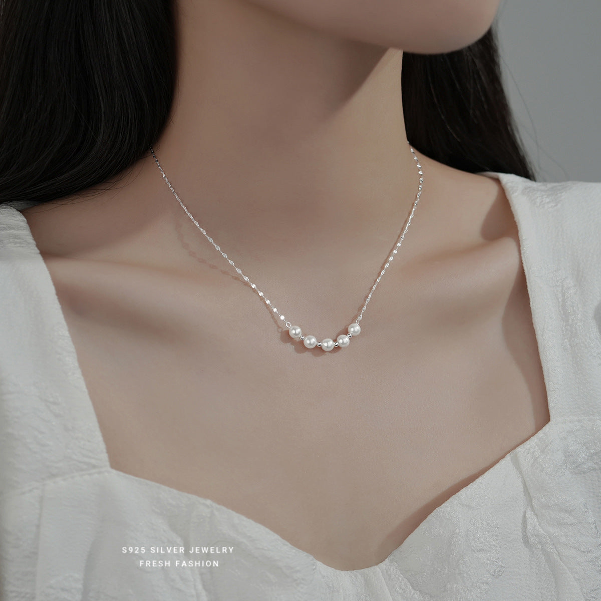 silver925 necklace korean design shell pearl!