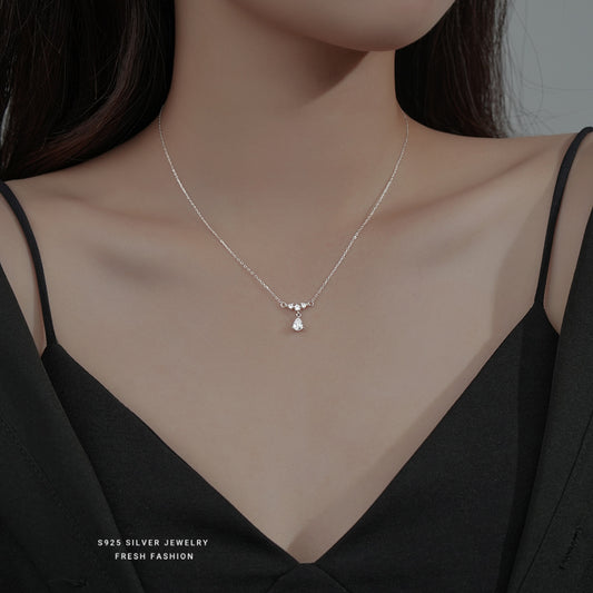 silver925 necklace korean design waterdrop with zircon!
