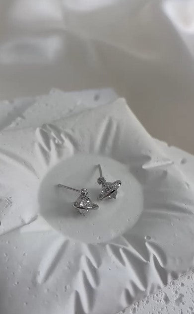 Silver 925 Saturn and star jewelry set with necalace and earrings