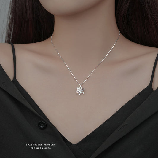 silver925 necklace korean design rotatable snowflake design!