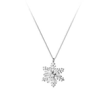 silver925 necklace korean design rotatable snowflake design!
