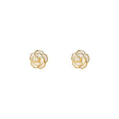 Silver 925 White camellia design necklace with earrings!