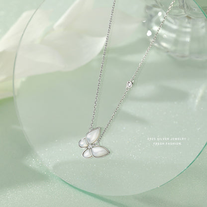 silver 925 necklace korean design White Fritillary Butterfly Elegant Design!