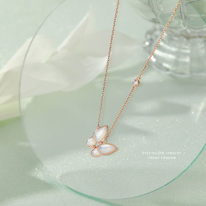 silver 925 necklace korean design White Fritillary Butterfly Elegant Design!