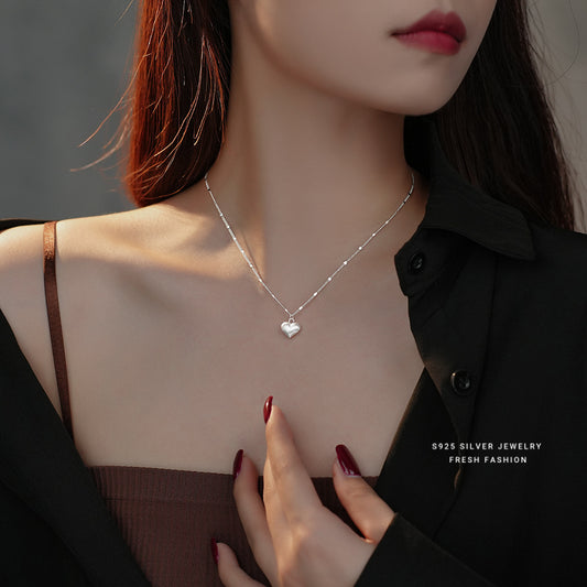 silver 925 necklace korean design Asymmetric heart design!
