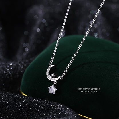 silver999 necklace korean design moon star design!