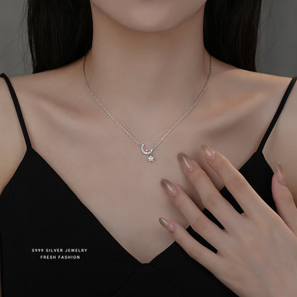 silver999 necklace korean design moon star design!