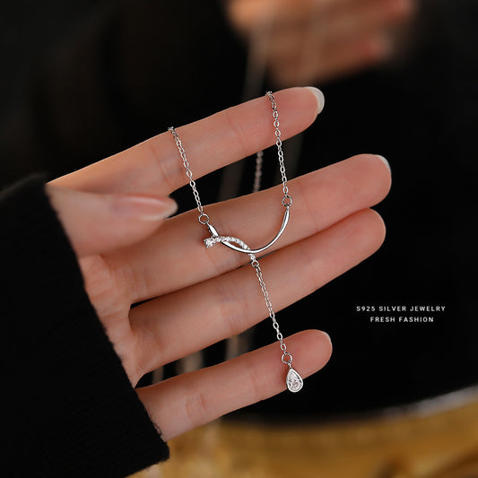 925 sterling silver water drop curve exquisite necklace