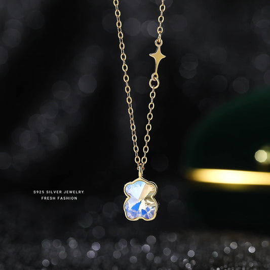silver 925 necklace korean design Colorful bear with exquisite design!!