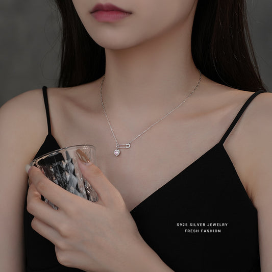 silver 925 necklace korean design Paperclip heart design!