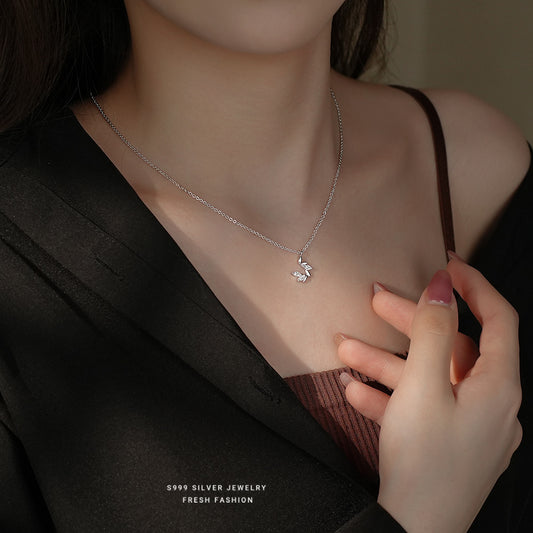 silver 999 necklace korean design Irregular simple design!