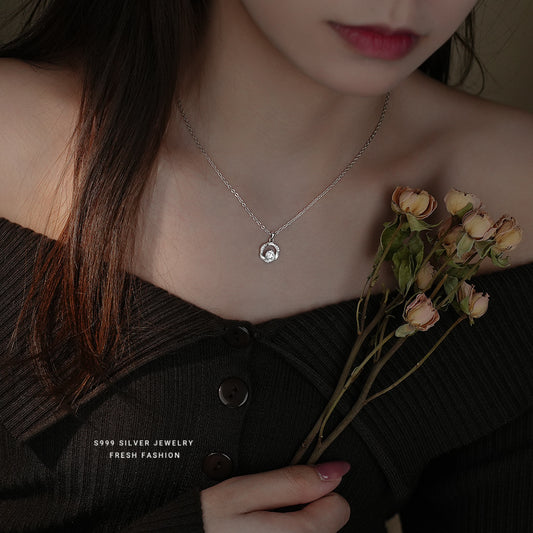 silver 999 necklace korean design Polygonal zircon design!