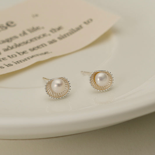 silver 925 Original natural fresh water pearl earrings korean design DQ11423E syn