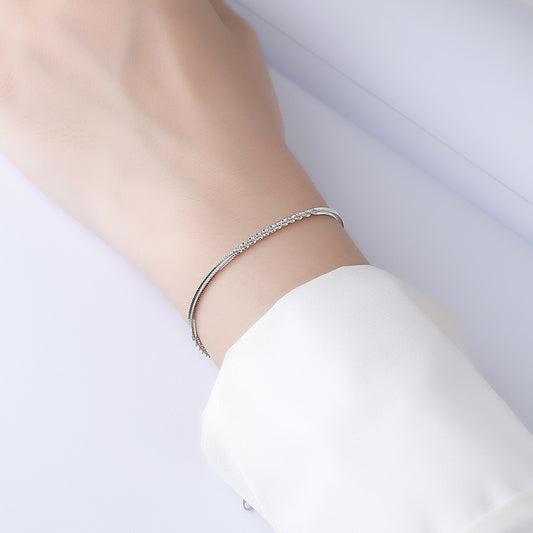 silver 925 bracelet korean design Sparkling plain circle simple design!