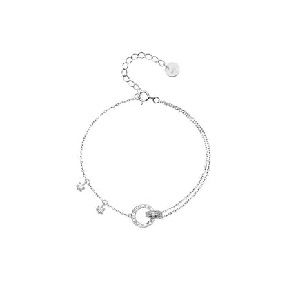 silver 925 bracelet korean design Double ring simple design！silver color and rose gold color
